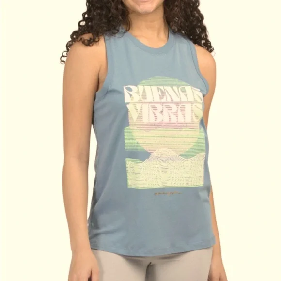 Spiritual Gangster Teal Graphic Muscle Tee - Picture 1 of 7